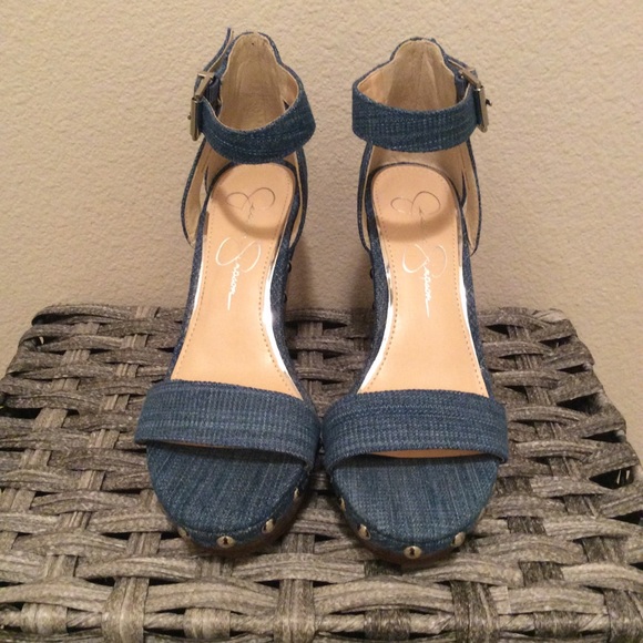 jessica simpson denim wedges